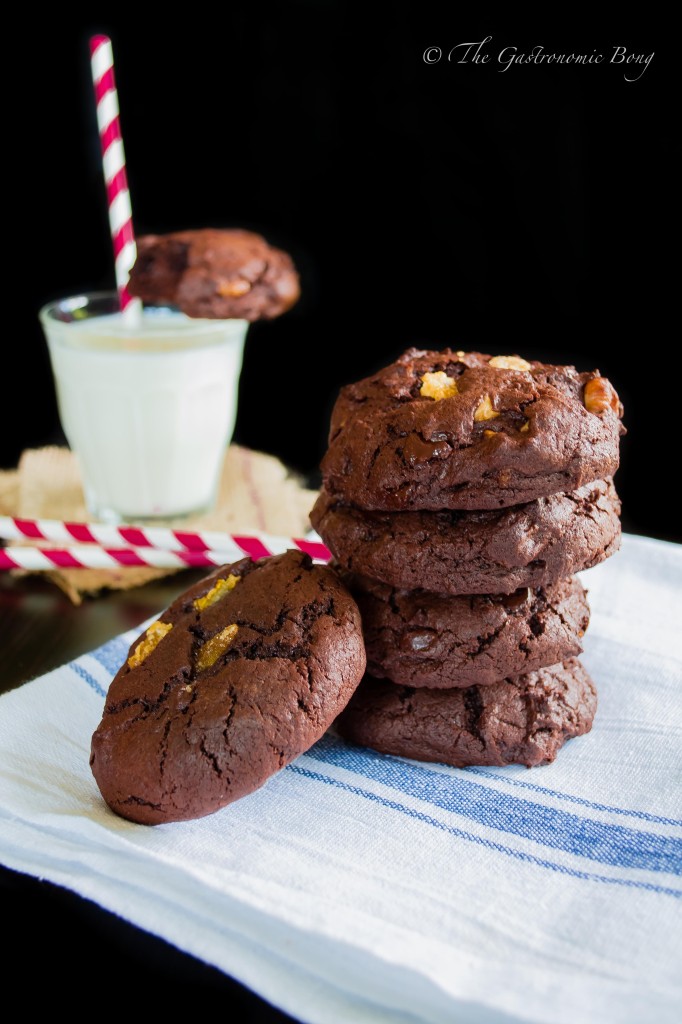 Double Chocolate Brownie Cookies with Walnuts and Candied Orange Peel3