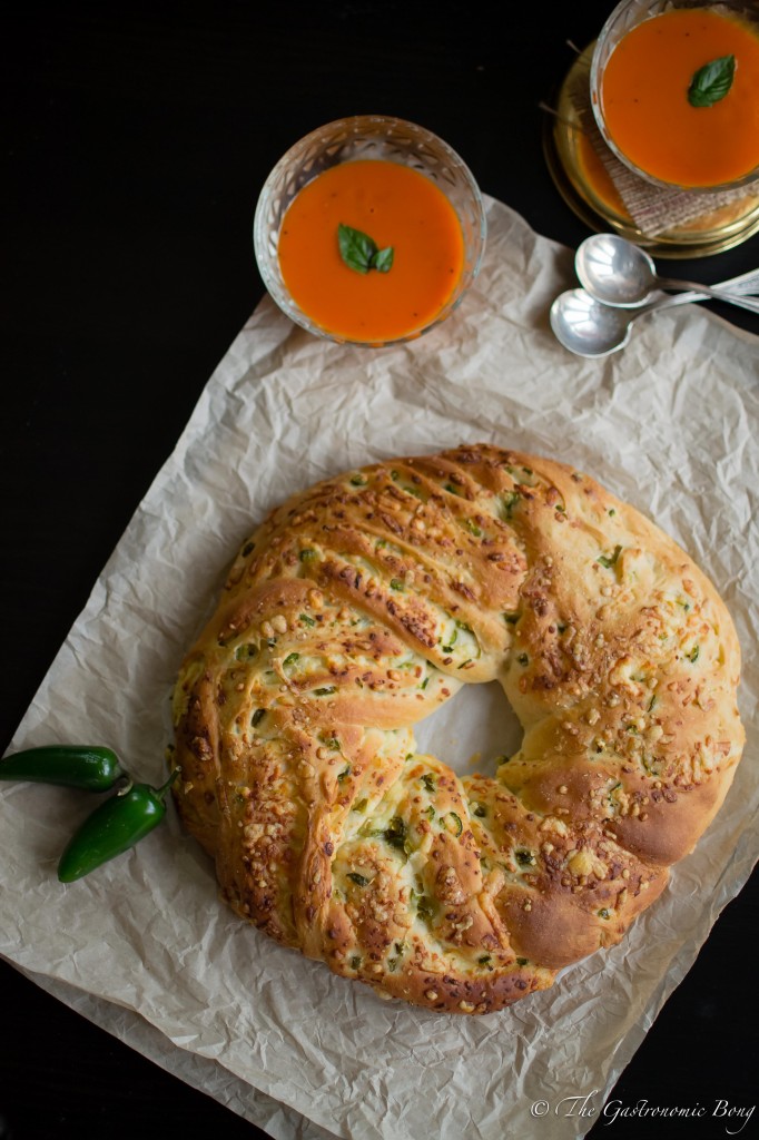 Jalapenos and Sharp Cheddar Bread Wreath