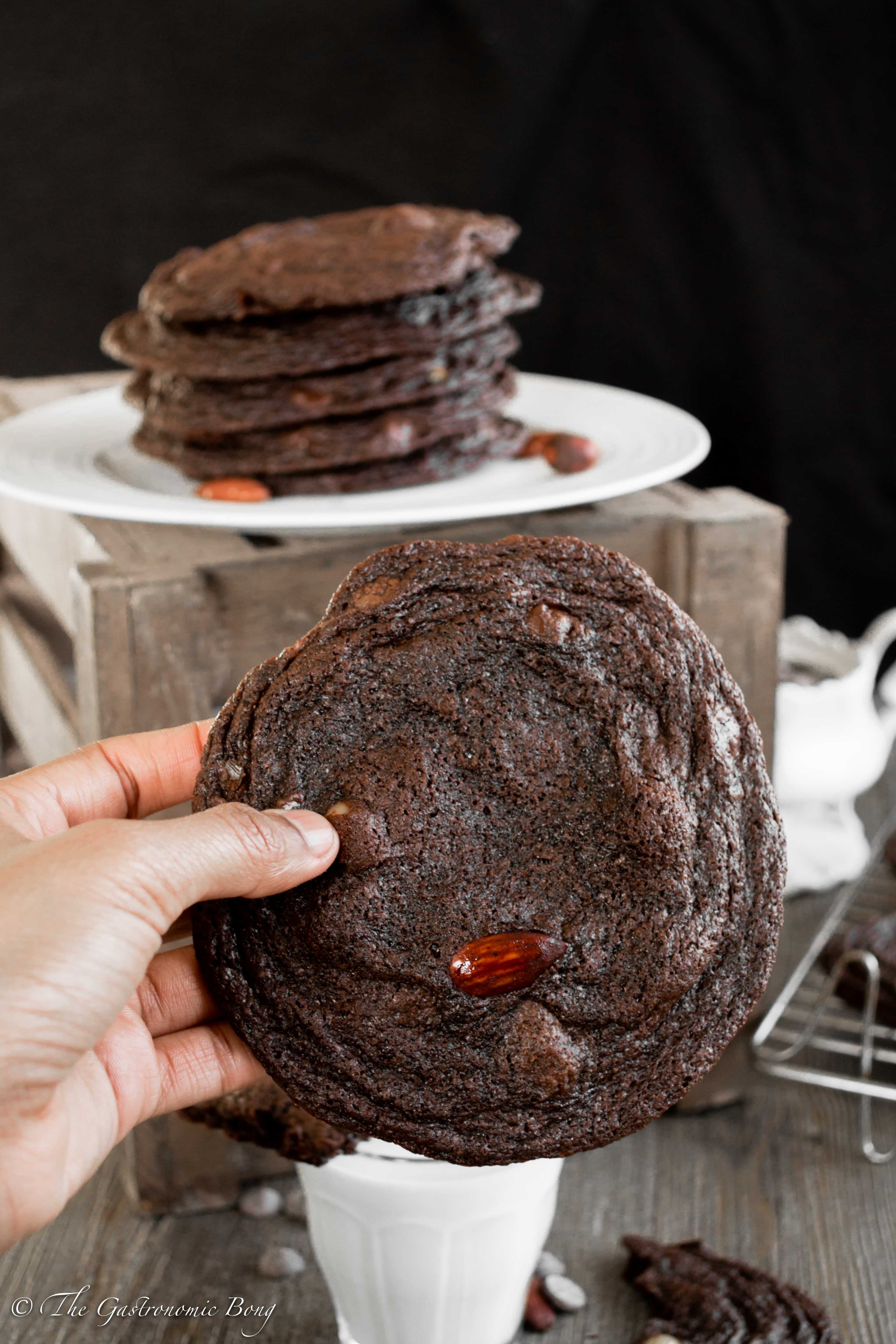 Salted Almond and Hazelnut Chewy Dark Chocolate Cookies