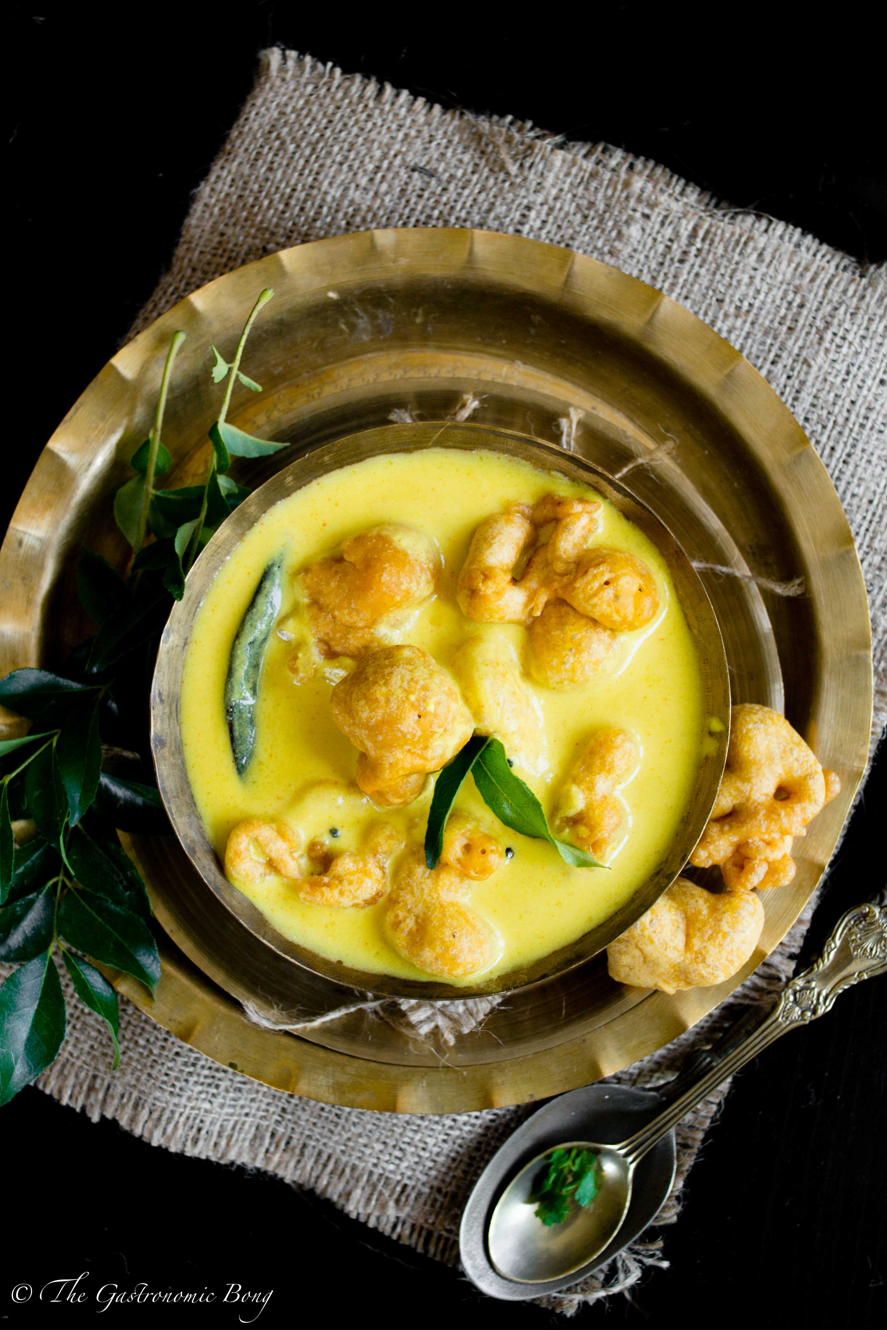 Yogurt Curry With Gramflour Fritters and Cumin Rice - Kadhi Pakora and Jeera Rice