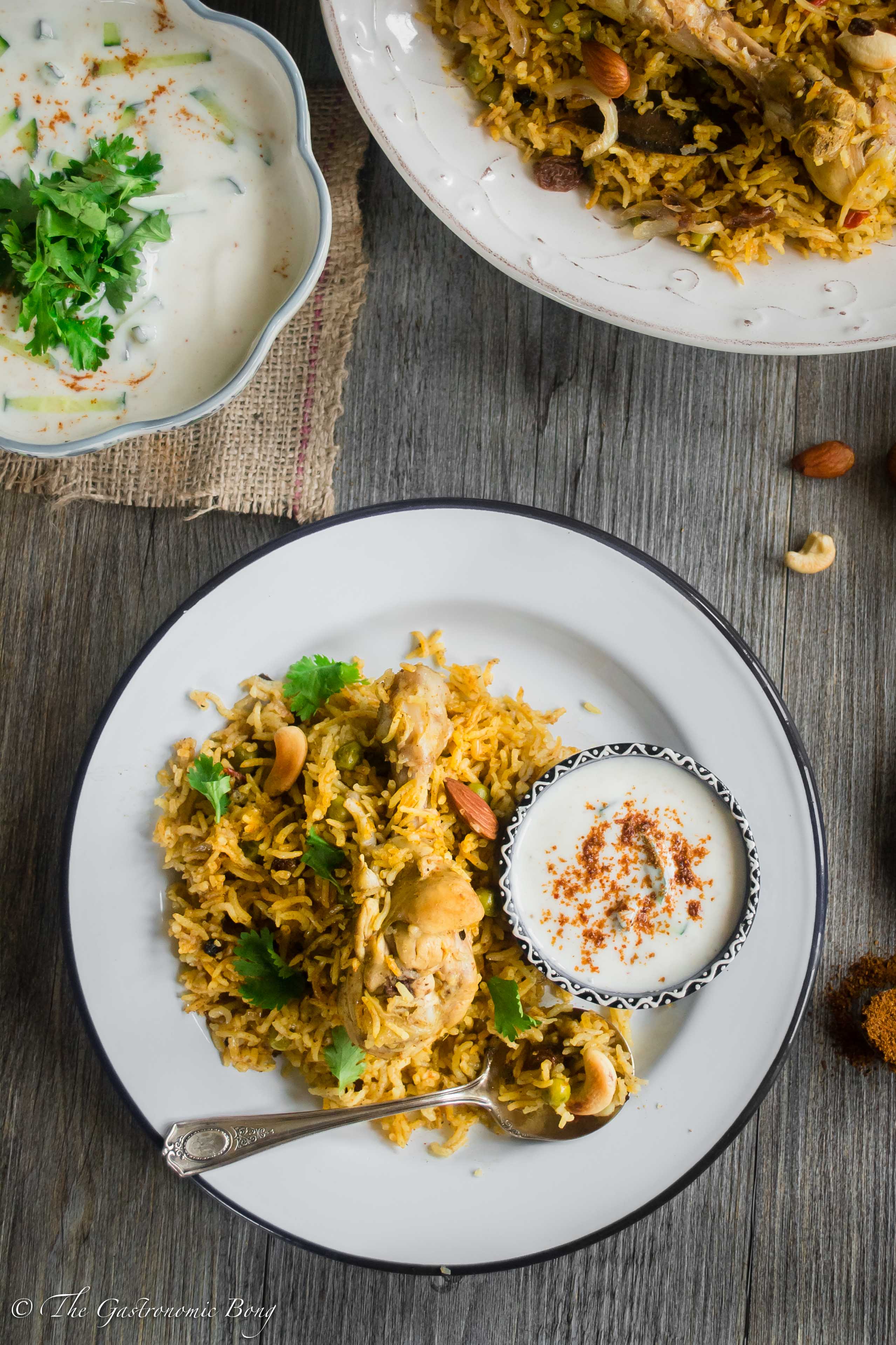 Chicken and Peas Pulao With Sweet-Spicy Cucumber Raita